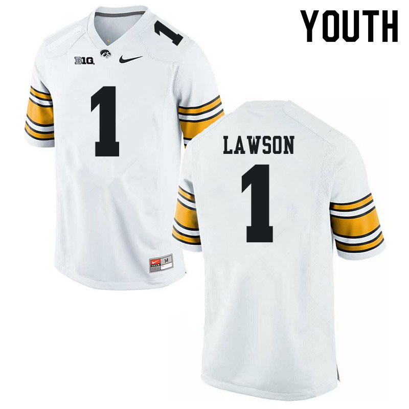 Youth #1 AJ Lawson Iowa Hawkeyes College Football Jerseys Sale-White - Click Image to Close